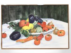 T Mathiasen : Still life with fruit, oil on canvas, 66 cm x 43 cm.
