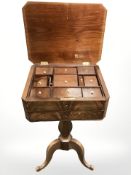 An early 20th century mahogany work table, width 45 cm.