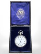 A Waltham Riverside Maximus pocket watch, twenty three jewels, adjusted, movement number 15044698,