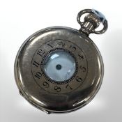 A Waltham gold plated half hunter pocket watch.