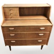 A Danish teak and ply bureau, 84 cm x 41 cm x 95 cm.