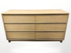 A Kroehler pine and ply six drawer chest,