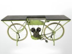 A side table on 'motorbike' support,