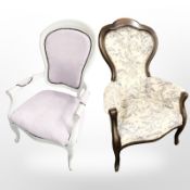 Two reproduction salon armchairs.