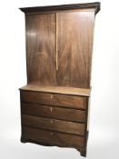 A 19th century mahogany and satinwood inlaid secretaire bookcase,