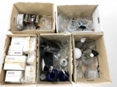 A large quantity of Scandinavian glass wares, tins, several boxed sets of Belgian drinking glasses,