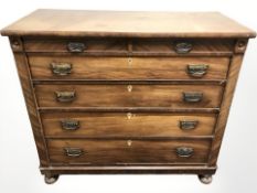 A Victorian mahogany chest of six drawers,