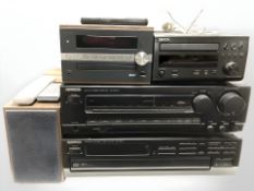 A Kenwood CD player DP-R3070, stereo receiver KR-A3070, a Denon Hi-Fi,