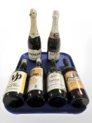 Six various bottles of sherry, sparkling cider, wine, etc.