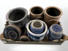 A group of Scandinavian glazed earthenware jars and bowls.