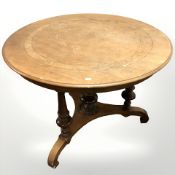 A 19th century inlaid mahogany circular occasional table,