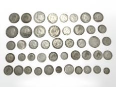 A collection of pre-1947 silver coins, as illustrated, gross 310.1g.
