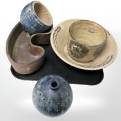 Five various Scandinavian earthenware planters, fruit bowl, etc.