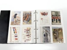 An album containing approximately 176 antique postcards relating to patriotic subjects, WWI, etc.