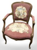 A Continental carved beech salon armchair