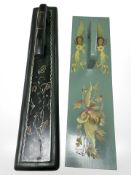 Two Scandinavian painted pine mangle boards.