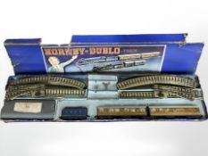 A Hornby Dublo miniature tin plate railway set.