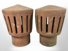 A pair of Stangas terracotta chimney caps,
