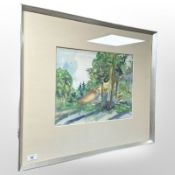 Danish School : Trees on a hillside, watercolour, 45 cm x 34 cm.