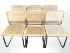 A set of six cantilever chairs.