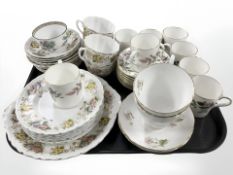 A set of eight Wedgwood Hathaway Rose coffee cans and matching saucers,