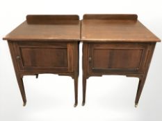 A pair of late Victorian mahogany and oak pot cupboards,