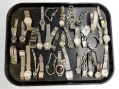 Approximately thirty five wristwatches, miscellaneous makes, in varying states of repair.