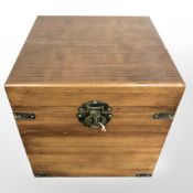 An Oriental stained pine storage box,