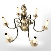 A 20th century brass chandelier.