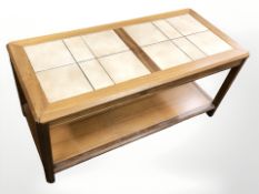 A Danish teak tiled inset coffee table,