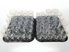 Approximately forty-four various continental drinking glasses.