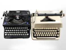 A Triumph typewriter and a Tempotype typewriter.