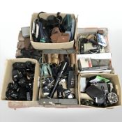 A large quantity of vintage cameras, lenses and photography equipment, including Canon, Minolta,