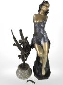 An Art Deco chalk figure of a scantily-clad lady, height 41 cm,