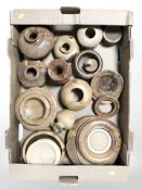 Assorted treen vases and bowls.