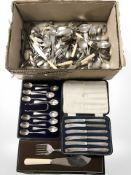 A quantity of boxed and un-boxed EPNS cutlery