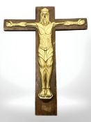 A Dutch beech and gilt metal mounted crucifix, circa 1900, length 29 cm.