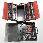 A Concertina tool box and contents, and a further tool set in plastic carry case.