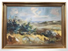 Danish School : A view towards dunes, oil on canvas, 96 cm x 66 cm.