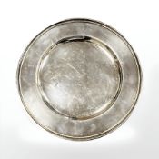 A Danish silver plate, stamped 925S Sterling Denmark, diameter 27.75cm.