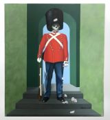 Jan J : A Skeleton Beefeater, oil on canvas, 81cm x 100cm.