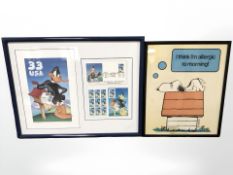 A Warner Brothers commemorative lithograph set depicting Daffy Duck, a limited edition of 2500,