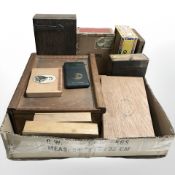 A group of cigar boxes, sliding top top,