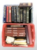 A quantity of antique and later empty stamp albums, some leather bound,