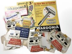 A collection of Wardonia razor blade advertising cards.