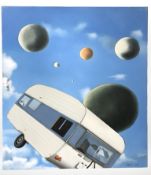 Jan J : Caravan in sky, oil on canvas, 81cm x 100cm.