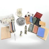 Miscellaneous items including opera glasses, volumes including Dickens, crystal fruit bowl,