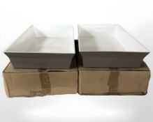 Six contemporary plastic planters / trays, width 53 cm.