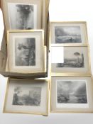 Thirteen various gilt framed monochrome engravings, after J. M. W.