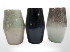 A Strathern 1970's glass waisted vase, with leaping salmon impressed mark to underside,